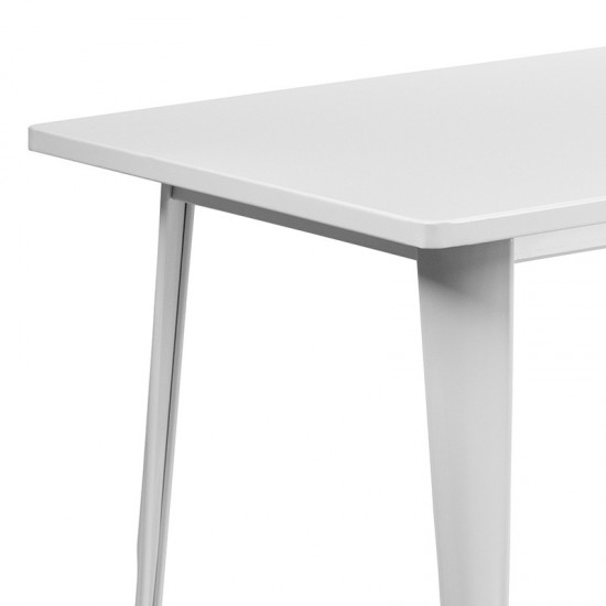 Commercial Grade 31.5" x 63" Rectangular White Metal Indoor-Outdoor Table