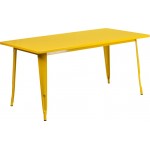 Commercial Grade 31.5" x 63" Rectangular Yellow Metal Indoor-Outdoor Table