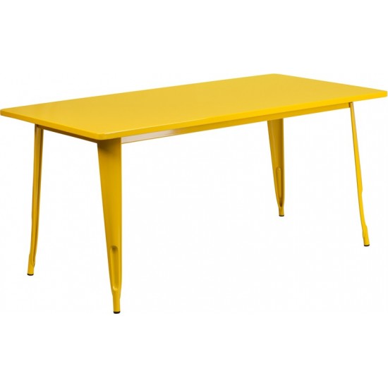 Commercial Grade 31.5" x 63" Rectangular Yellow Metal Indoor-Outdoor Table