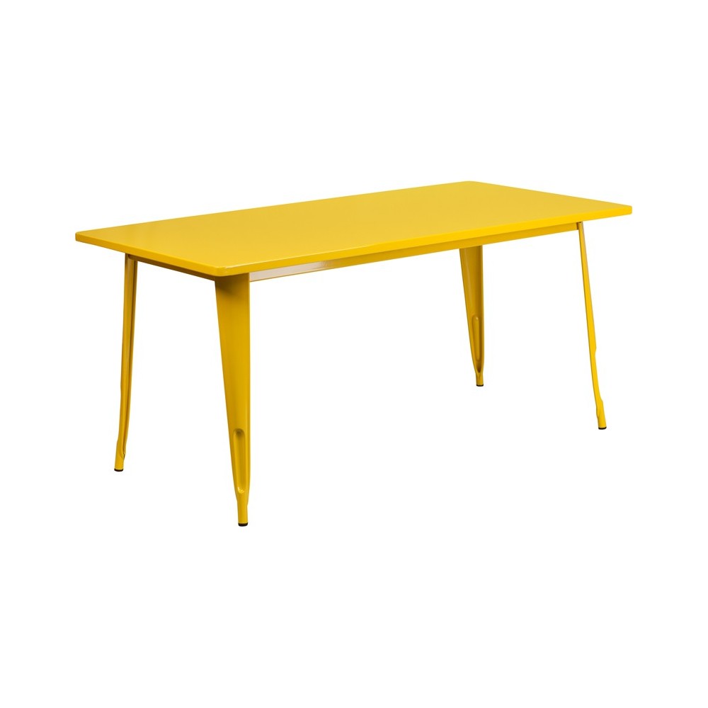 Commercial Grade 31.5" x 63" Rectangular Yellow Metal Indoor-Outdoor Table