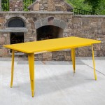 Commercial Grade 31.5" x 63" Rectangular Yellow Metal Indoor-Outdoor Table