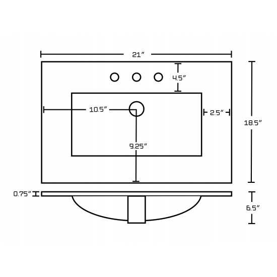 21-in. W 3H8-in. Ceramic Top Set In White Color