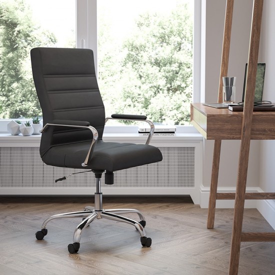 High Back Office Chair | High Back LeatherSoft Executive Office Swivel Chair with Wheels