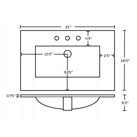 21-in. W 3H8-in. Ceramic Top Set In White Color