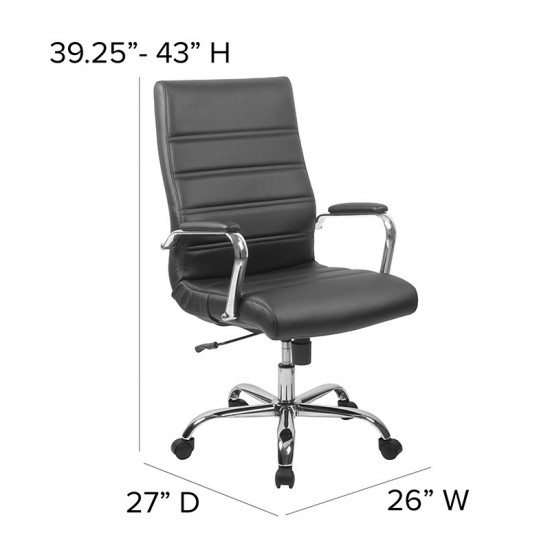 High Back Office Chair | High Back LeatherSoft Executive Office Swivel Chair with Wheels