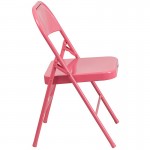 Series Bubblegum Pink Triple Braced & Double Hinged Metal Folding Chair