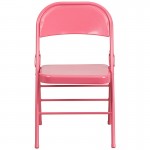 Series Bubblegum Pink Triple Braced & Double Hinged Metal Folding Chair