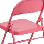 Series Bubblegum Pink Triple Braced & Double Hinged Metal Folding Chair