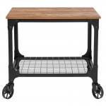 Grant Park Rustic Wood Grain and Industrial Iron Kitchen Serving and Bar Cart