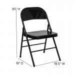 Triple Braced & Double Hinged Black Metal Folding Chair