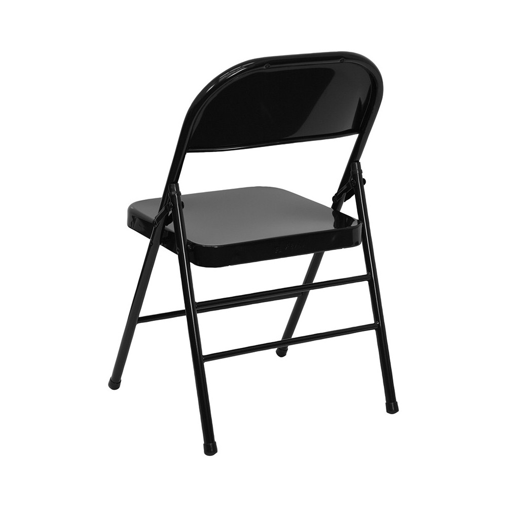 HERCULES Series Triple Braced & Double Hinged Black Metal Folding Chair