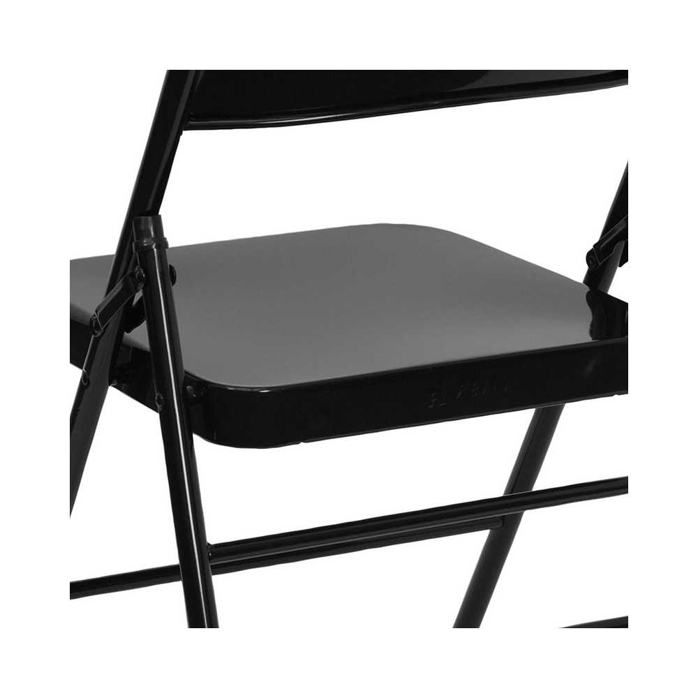 HERCULES Series Triple Braced & Double Hinged Black Metal Folding Chair