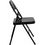 Triple Braced & Double Hinged Black Metal Folding Chair