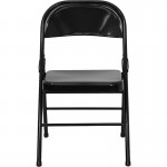 Triple Braced & Double Hinged Black Metal Folding Chair