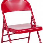 Triple Braced & Double Hinged Red Metal Folding Chair