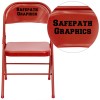 Personalized Triple Braced & Double Hinged Red Metal Folding Chair