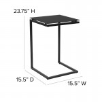 Burbank Black Glass End Table with Black Metal Frame