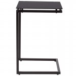 Burbank Black Glass End Table with Black Metal Frame