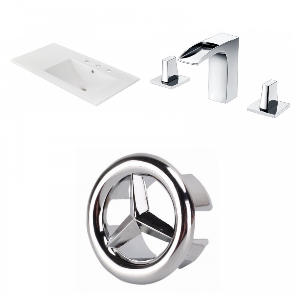 35.5-in. W 3H8-in. Ceramic Top Set In White Color
