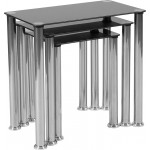 Riverside Collection Black Glass Nesting Tables with Stainless Steel Legs