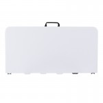 2.79-Foot Square Bi-Fold Granite White Plastic Folding Table with Carrying Handle