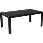 Franklin Collection Sleek Black Glass Coffee Table with Black Metal Legs