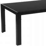 Franklin Collection Sleek Black Glass Coffee Table with Black Metal Legs