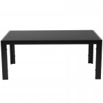 Franklin Collection Sleek Black Glass Coffee Table with Black Metal Legs