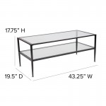 Newport Collection Glass Coffee Table with Black Metal Frame