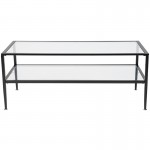 Newport Collection Glass Coffee Table with Black Metal Frame