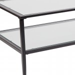 Newport Collection Glass Coffee Table with Black Metal Frame