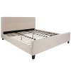 Tribeca King Size Tufted Upholstered Platform Bed in Beige Fabric