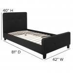 Tribeca Twin Size Tufted Upholstered Platform Bed in Black Fabric