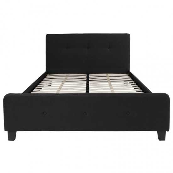 Tribeca Queen Size Tufted Upholstered Platform Bed in Black Fabric