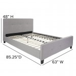 Tribeca Queen Size Tufted Upholstered Platform Bed in Light Gray Fabric