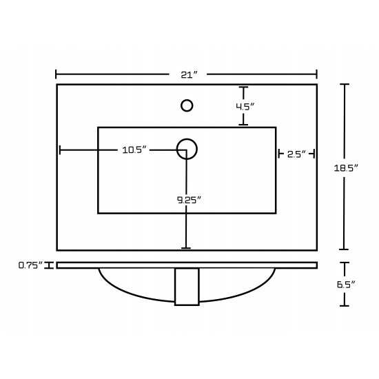 21-in. W 1 Hole Ceramic Top Set In White Color