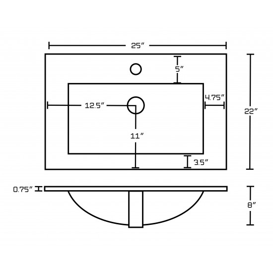 25-in. W 1 Hole Ceramic Top Set In White Color