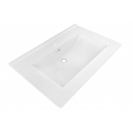 24-in. W 1 Hole Ceramic Top Set In White Color