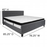 Tribeca King Size Tufted Upholstered Platform Bed in Dark Gray Fabric with Memory Foam Mattress