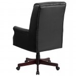 High Back Pillow Back Black LeatherSoft Executive Swivel Office Chair with Arms