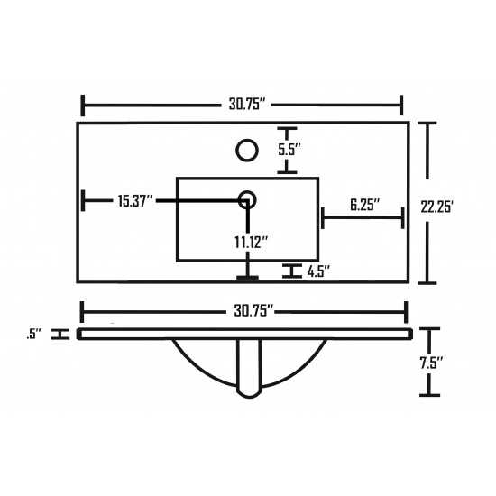30.75-in. W 1 Hole Ceramic Top Set In White Color