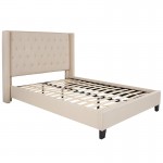 Riverdale Full Size Tufted Upholstered Platform Bed in Beige Fabric