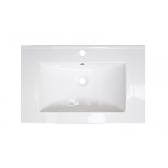 24.25-in. W 1 Hole Ceramic Top Set In White Color - Overflow Drain Incl.