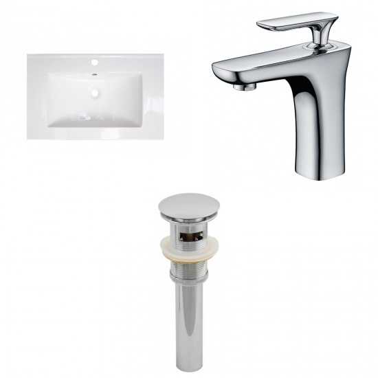 24.25-in. W 1 Hole Ceramic Top Set In White Color - Overflow Drain Incl.