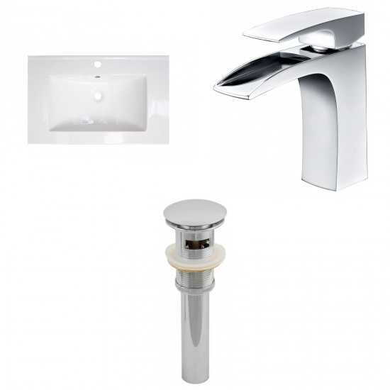 24.25-in. W 1 Hole Ceramic Top Set In White Color - Overflow Drain Incl.