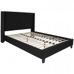 Riverdale Queen Size Tufted Upholstered Platform Bed in Black Fabric