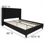 Riverdale Queen Size Tufted Upholstered Platform Bed in Black Fabric