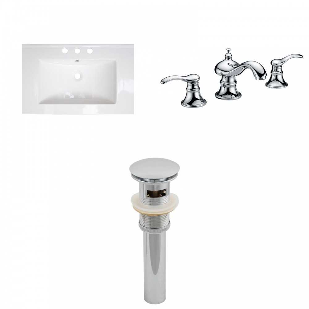 24.25-in. W 3H8-in. Ceramic Top Set In White Color - Overflow Drain Incl.