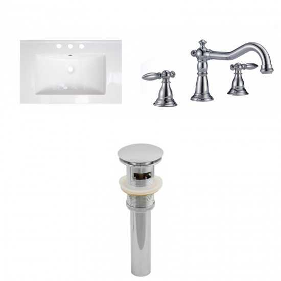 24.25-in. W 3H8-in. Ceramic Top Set In White Color - Overflow Drain Incl.