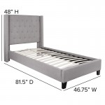 Riverdale Twin Size Tufted Upholstered Platform Bed in Light Gray Fabric